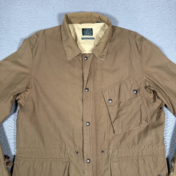 J Crew Jacket Mens Large Brown Stonehall Safari Outdoor Pockets Casual Preppy - Picture 2 of 13